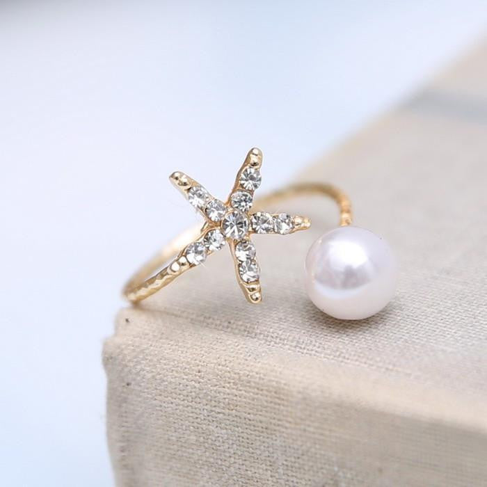 Starfish Pearl Gold Plated Ring - WikiWii