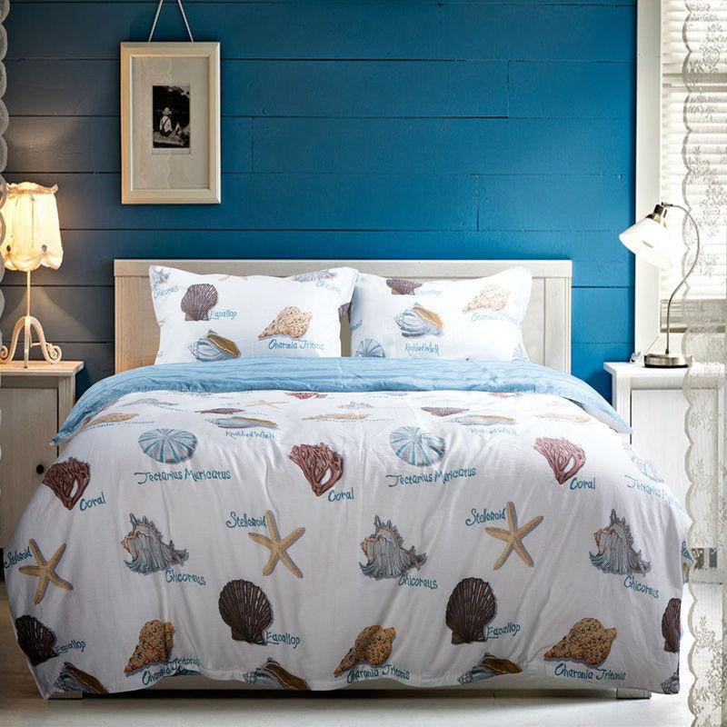 Starfish Seashells Bedding set 4pcs 100%cotton - WikiWii