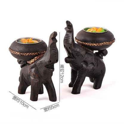 Thailand Wooden Elephant Candle Holder - WikiWii