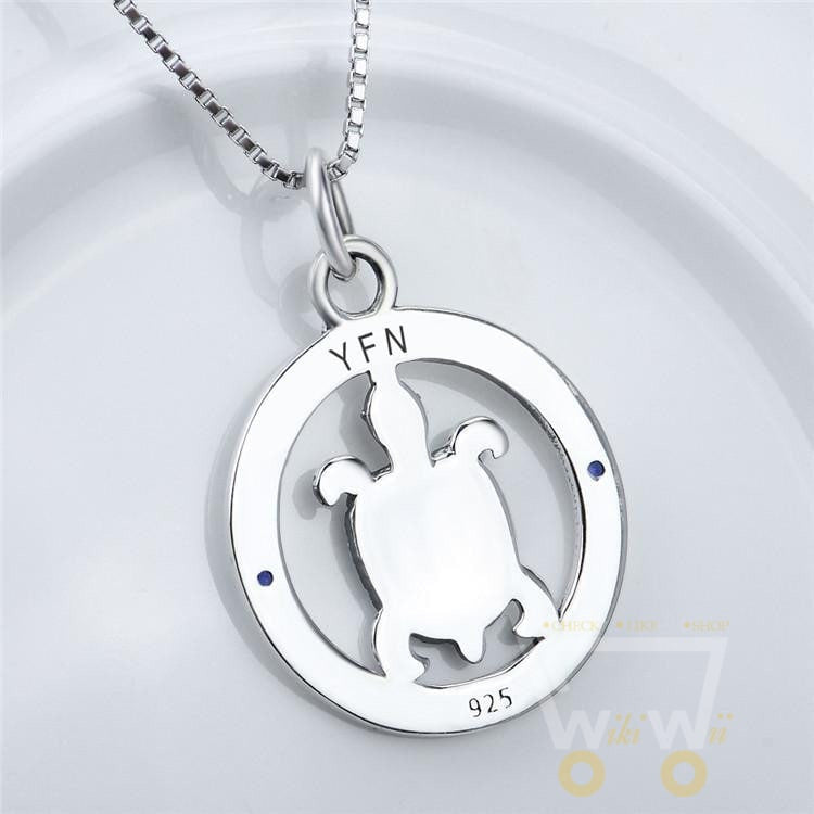 925 Sterling Silver Turtle and Circle Necklace - WikiWii