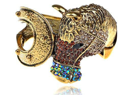 Topaz Crystal Rhinestone Horse Bangles - WikiWii