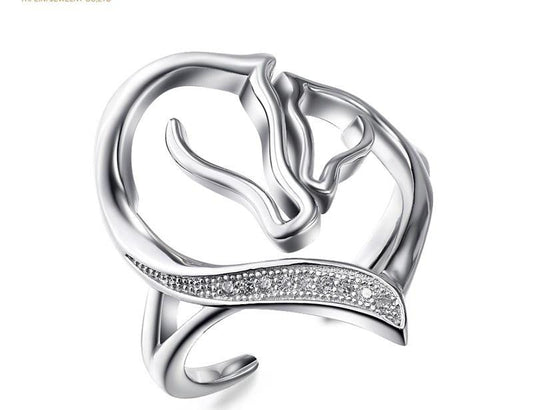 Two Horse Heart Opening Ring - WikiWii