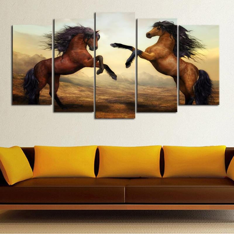 Unframed 5 Pcs Horse Wall Picture - WikiWii