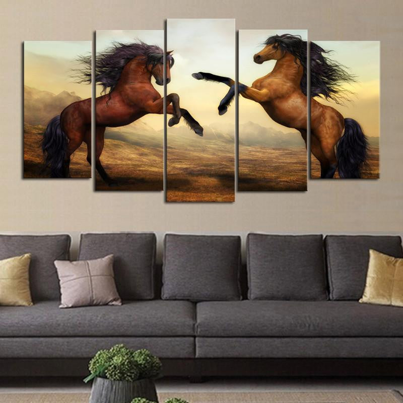 Unframed 5 Pcs Horse Wall Picture - WikiWii