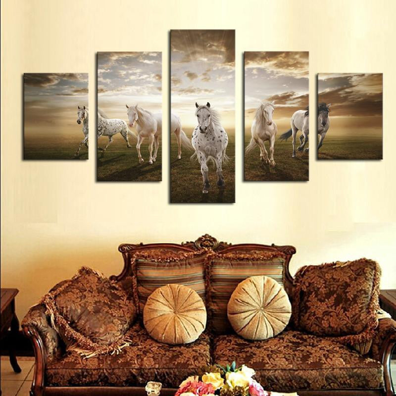 Unframed 5 pcs Running Horse Home Wall Decor - WikiWii