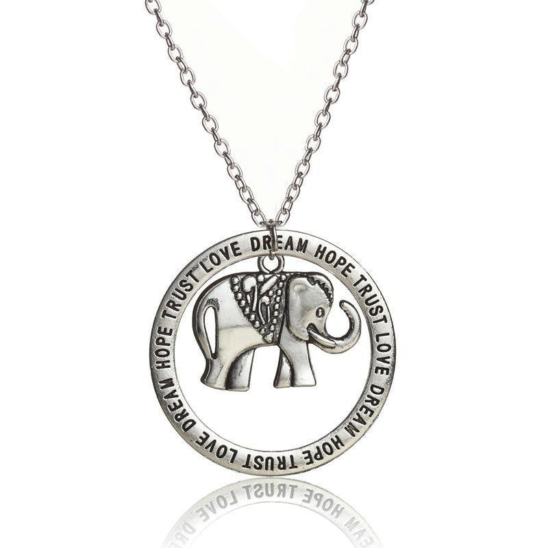 Vintage Silver Cute Elephant Necklace - WikiWii