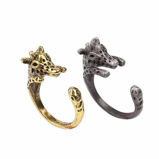 vintage silver/bronze plated giraffe Ring - WikiWii