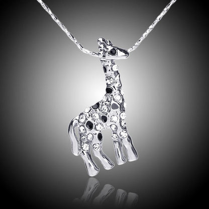 white crystal giraffe necklace - WikiWii