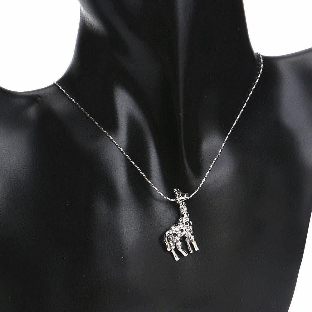 white crystal giraffe necklace - WikiWii