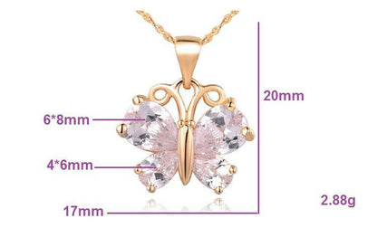 White / Purple Crystal  Butterfly Necklace - WikiWii