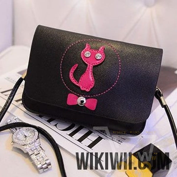 Women Bags Cute Cat Bow Cross Body Shoulder Bag - WikiWii