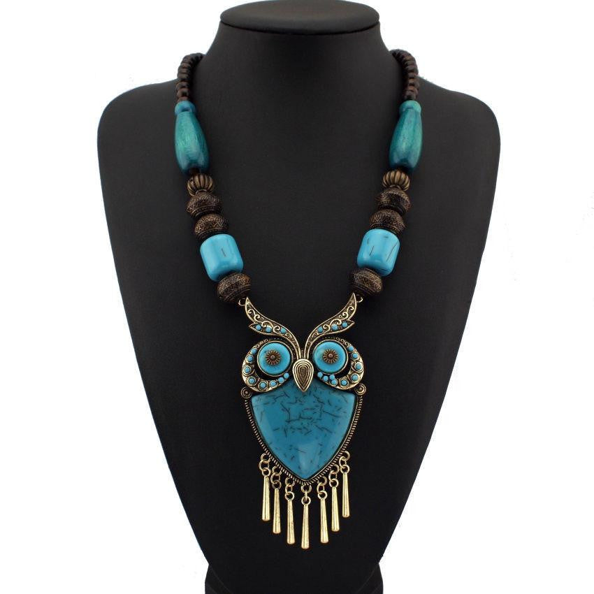 Wood Chains Resins Big Owl Necklaces - WikiWii