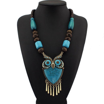 Wood Chains Resins Big Owl Necklaces - WikiWii