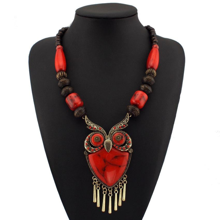 Wood Chains Resins Big Owl Necklaces - WikiWii