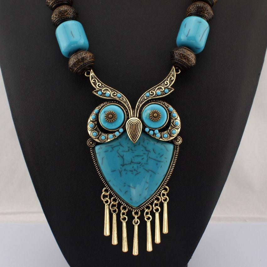 Wood Chains Resins Big Owl Necklaces - WikiWii