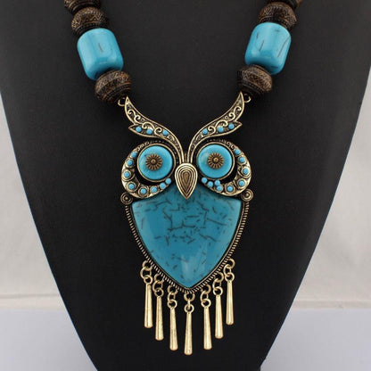 Wood Chains Resins Big Owl Necklaces - WikiWii