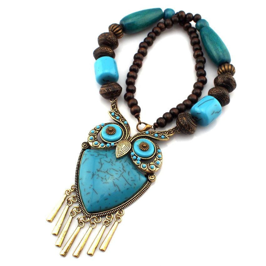 Wood Chains Resins Big Owl Necklaces - WikiWii