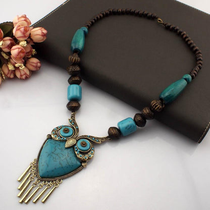 Wood Chains Resins Big Owl Necklaces - WikiWii