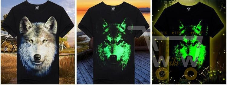 3D Glow in the Dark Wolf Printed T-Shirt - WikiWii