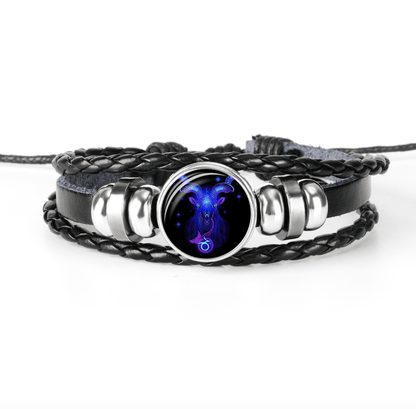 Glow in the dark Zodiac Leather Bracelet - WikiWii