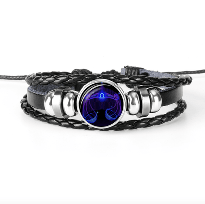 Glow in the dark Zodiac Leather Bracelet - WikiWii