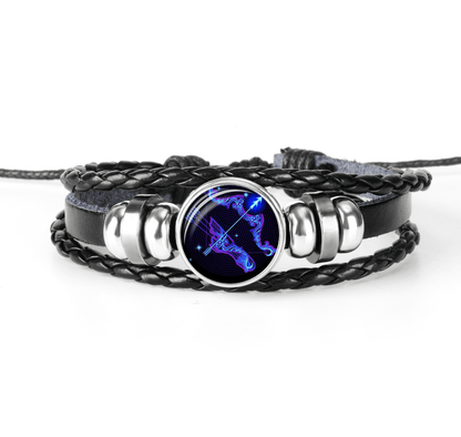 Glow in the dark Zodiac Leather Bracelet - WikiWii