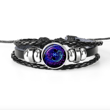 Glow in the dark Zodiac Leather Bracelet - WikiWii